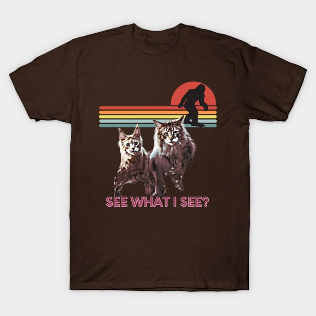 See what I see? (2 cats and Bigfoot) T-Shirt by PersianFMts